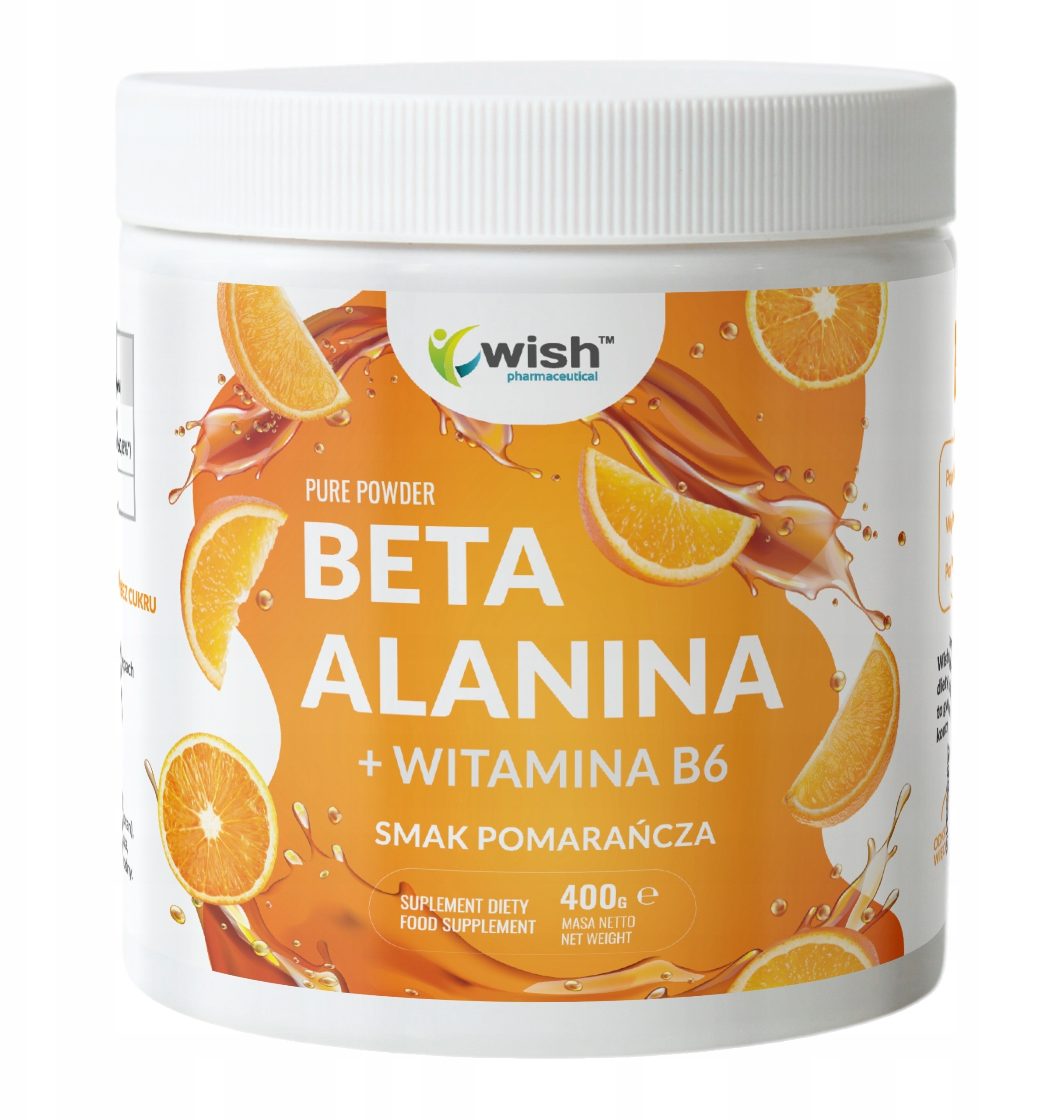 WISH Beta Alanina pomarańcza w proszku 400g – Suplement diety dla sportowców