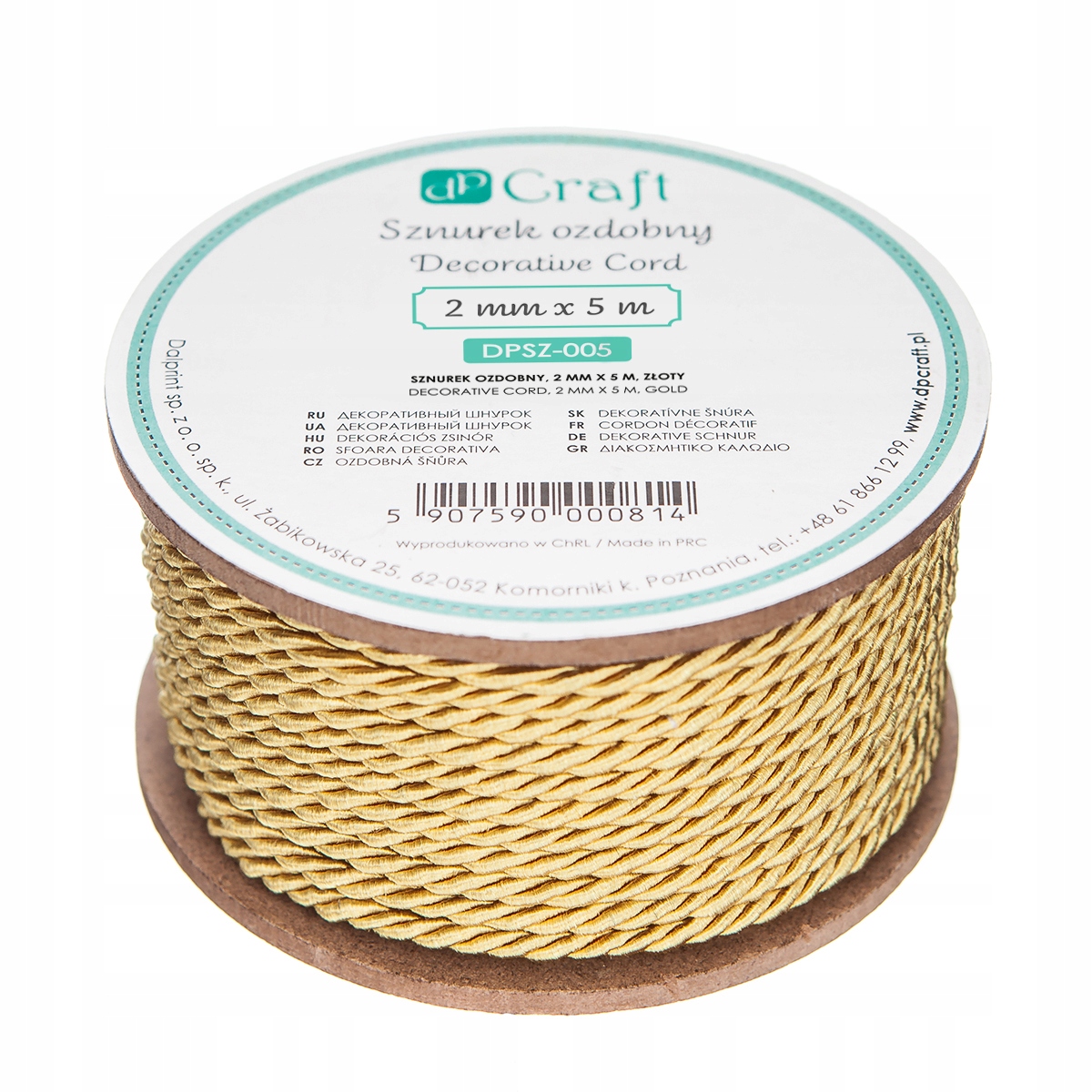 Wymiary i kolor – 2mm x 5m w eleganckim złotym odcieniu