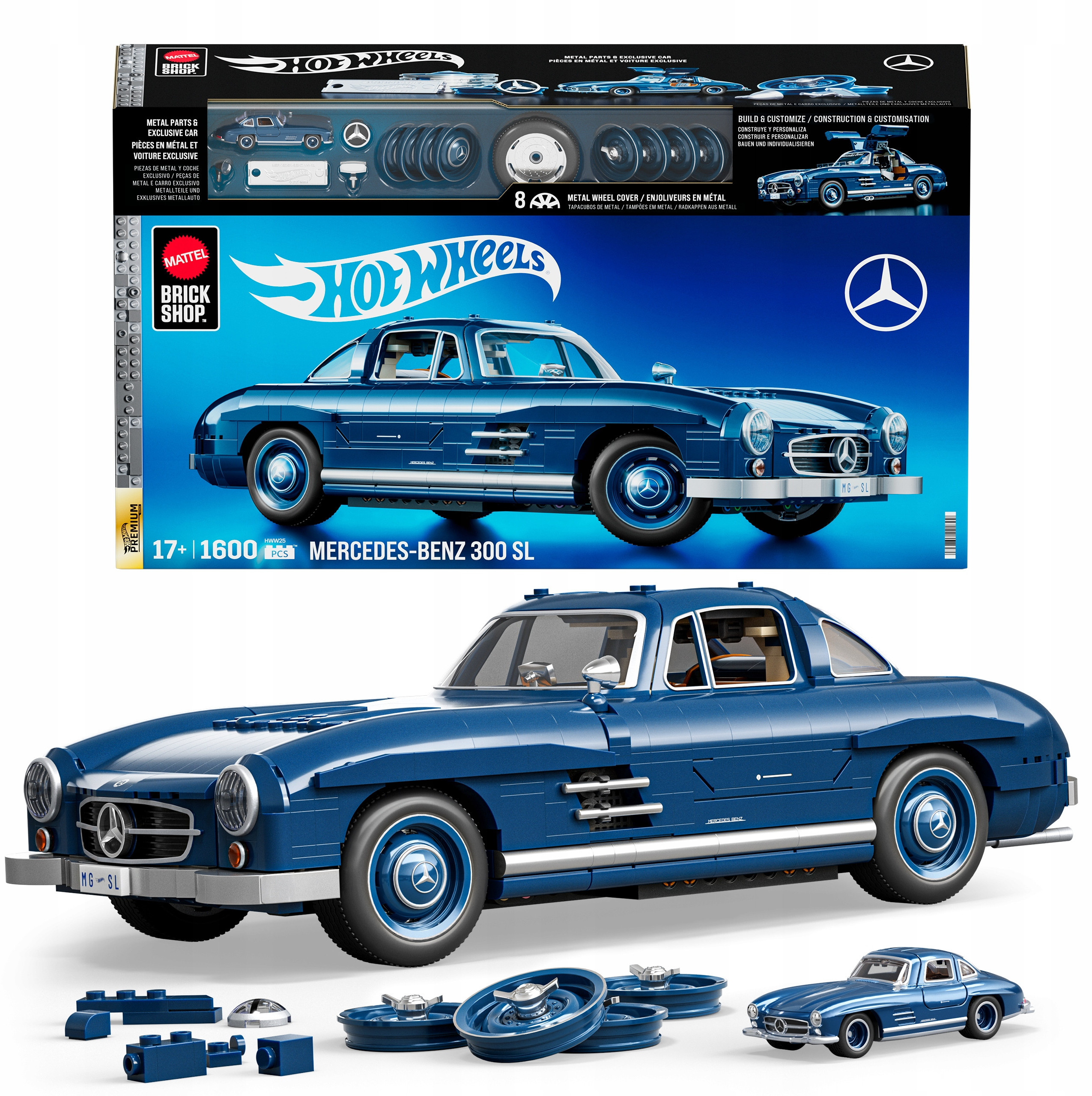 Mattel Brick Shop Klocki Hot Wheels Mercedes-Benz 300 SL – Zestaw do zbudowania dla pasjonatów motoryzacji