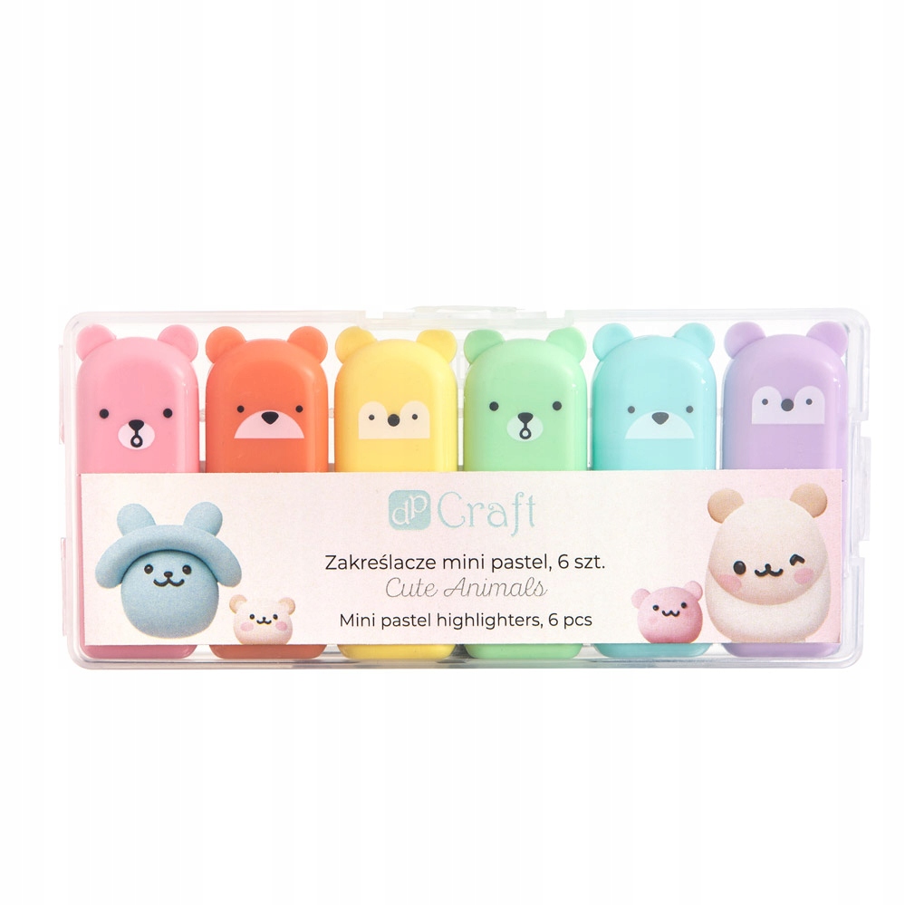Zakreślacze mini pastel cute animals 6 szt – Urok i funkcjonalność w jednym