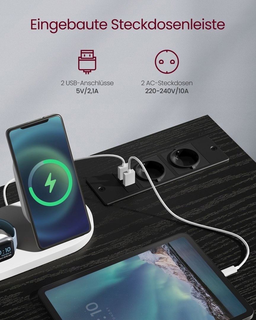 Wbudowane gniazdka elektryczne i porty USB dla wygody