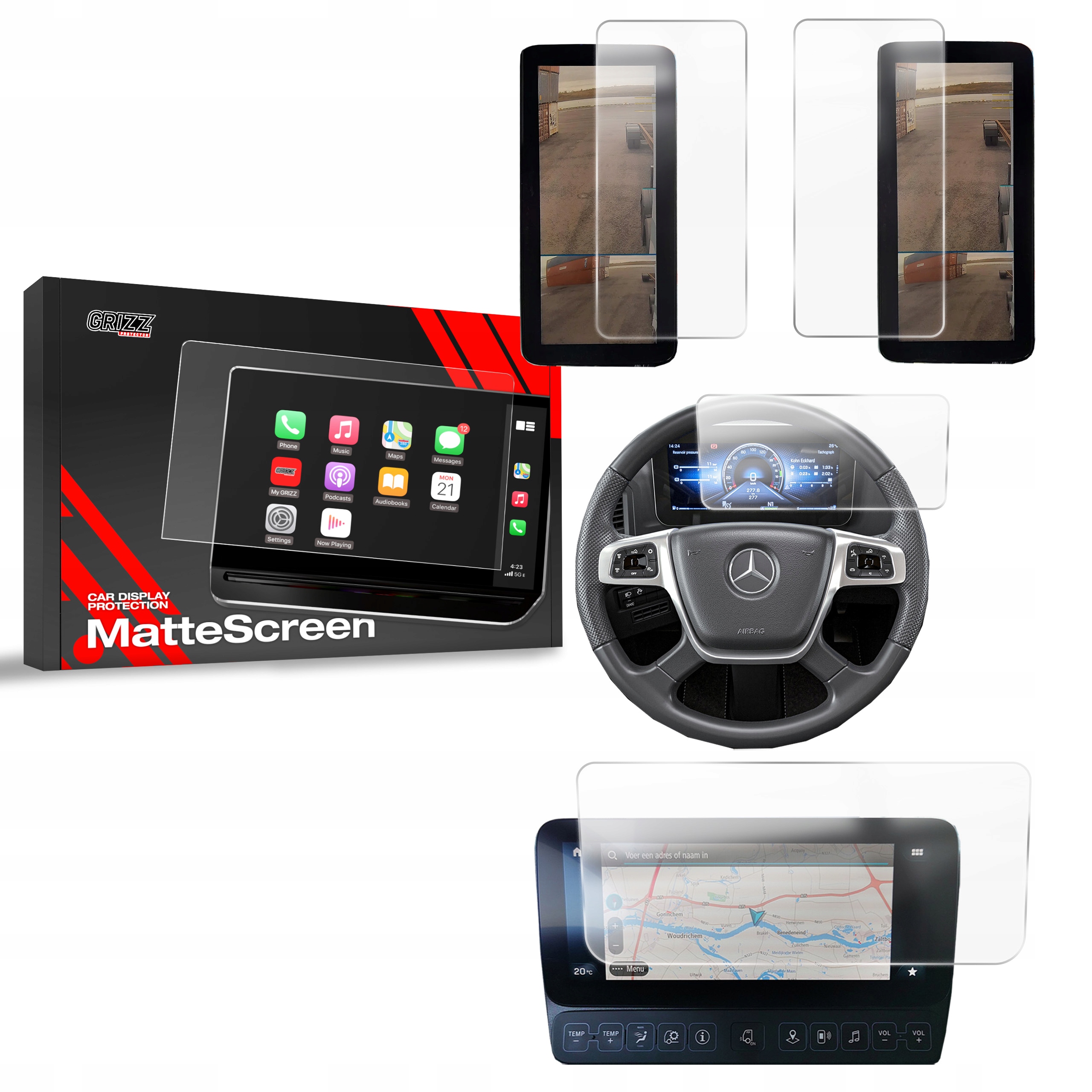 Folia matowa GrizzGlass CarDisplay Protection do Mercedes Actros L 2021-2024 – Ochrona Twojego ekranu