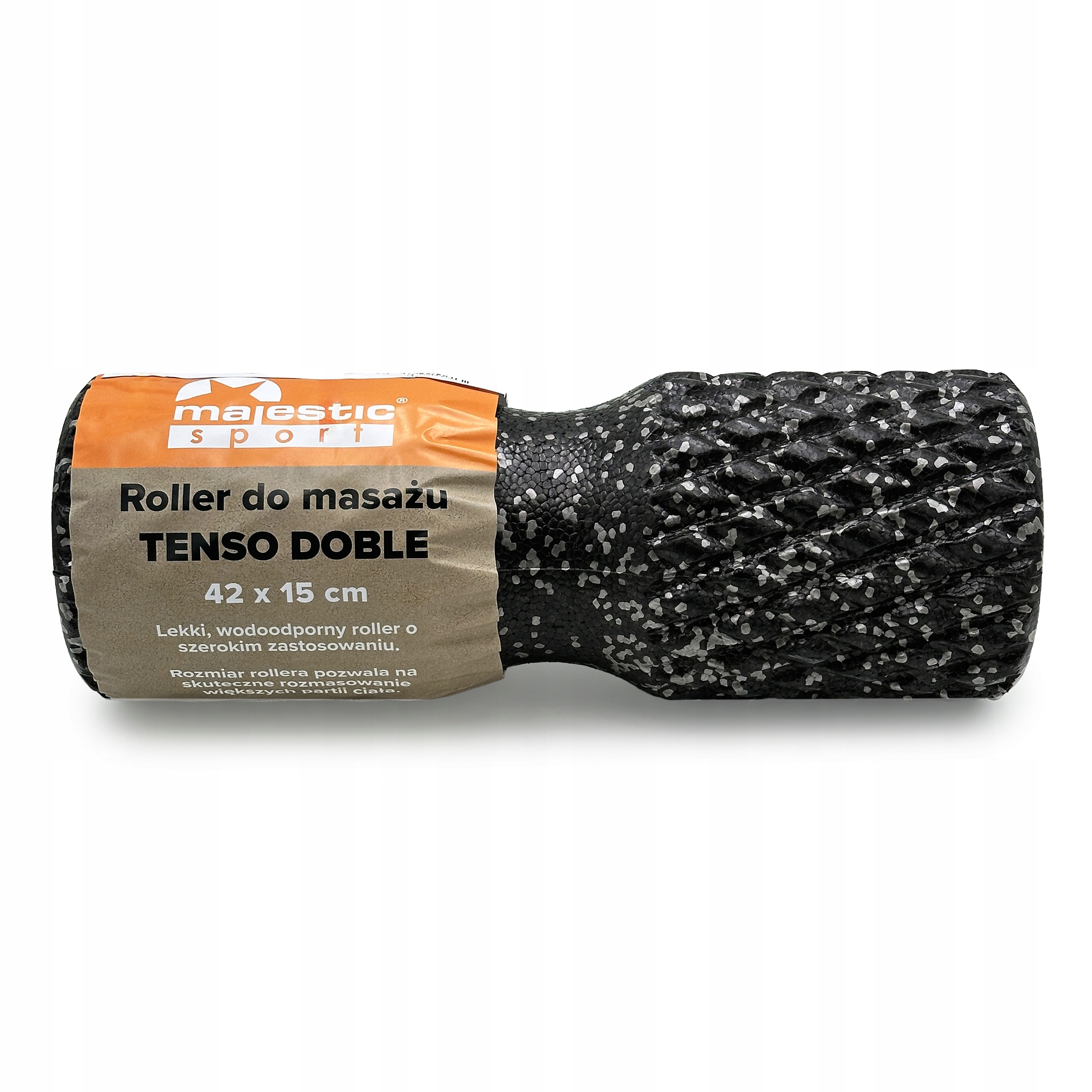 Roller do masażu Majestic Sport TENSO DOBLE 42x15 cm z wypustkami czarno-szary – Ulga dla Twojego kręgosłupa