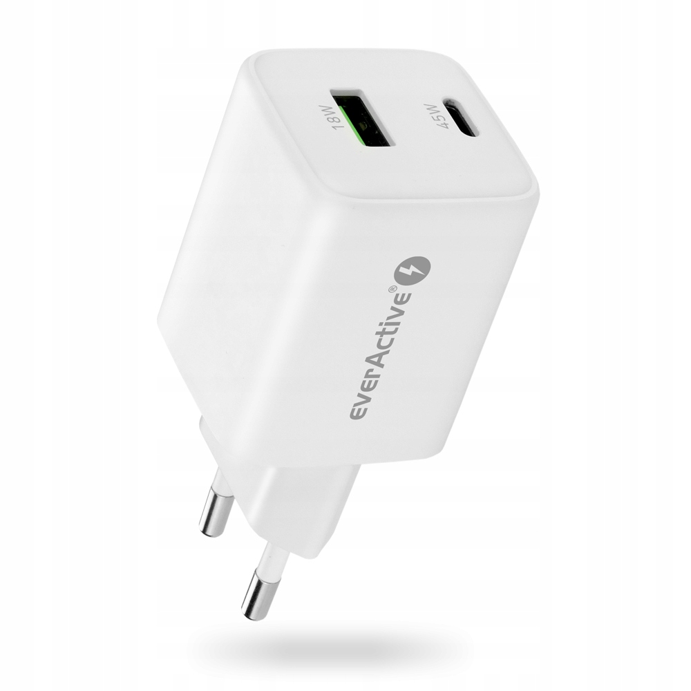 Ładowarka sieciowa GaN 1X USB, 1X USB-C 45W QC4+ PD – Szybkie ładowanie w kompaktowej formie