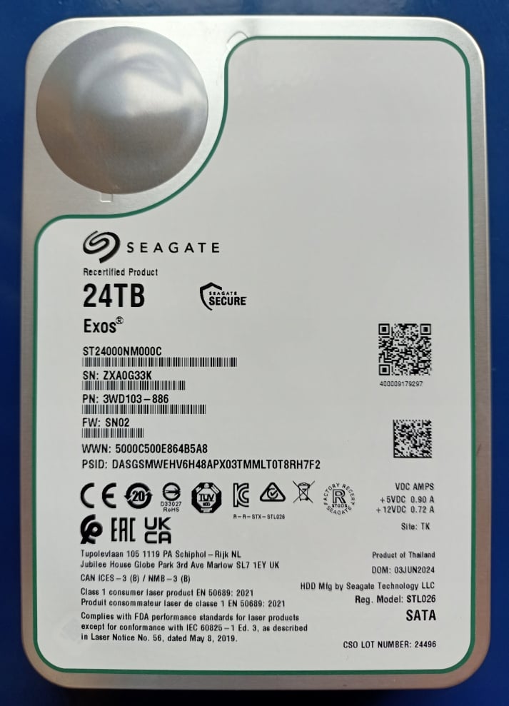 Dysk twardy Seagate Exos X24 ST24000NM000C 24TB SATA III – Wydajność i niezawodność dla serwerów