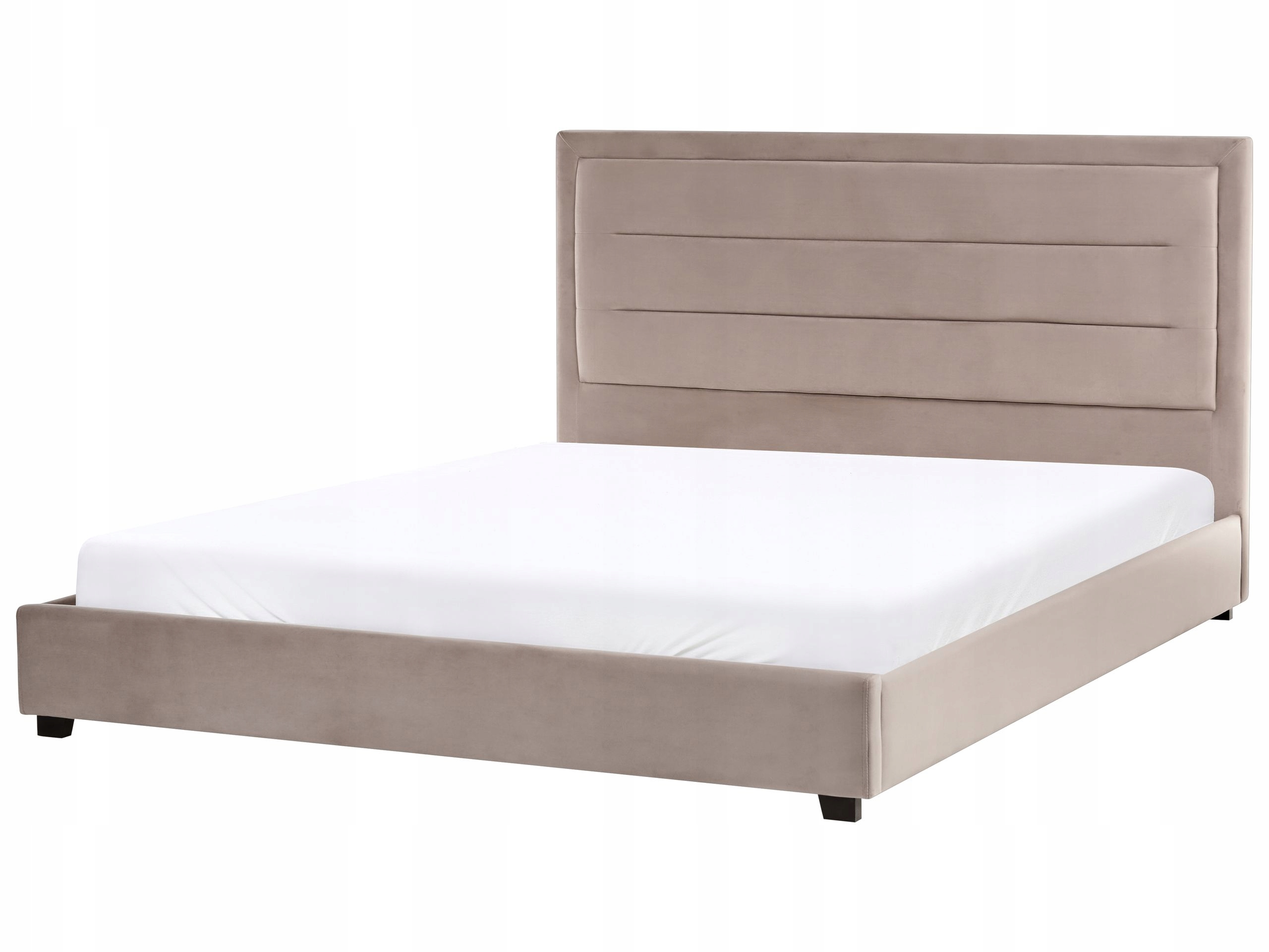 Łóżko Welur ROUEN 180 x 200 cm Beżowoszary – Elegancja i komfort w Twojej sypialni