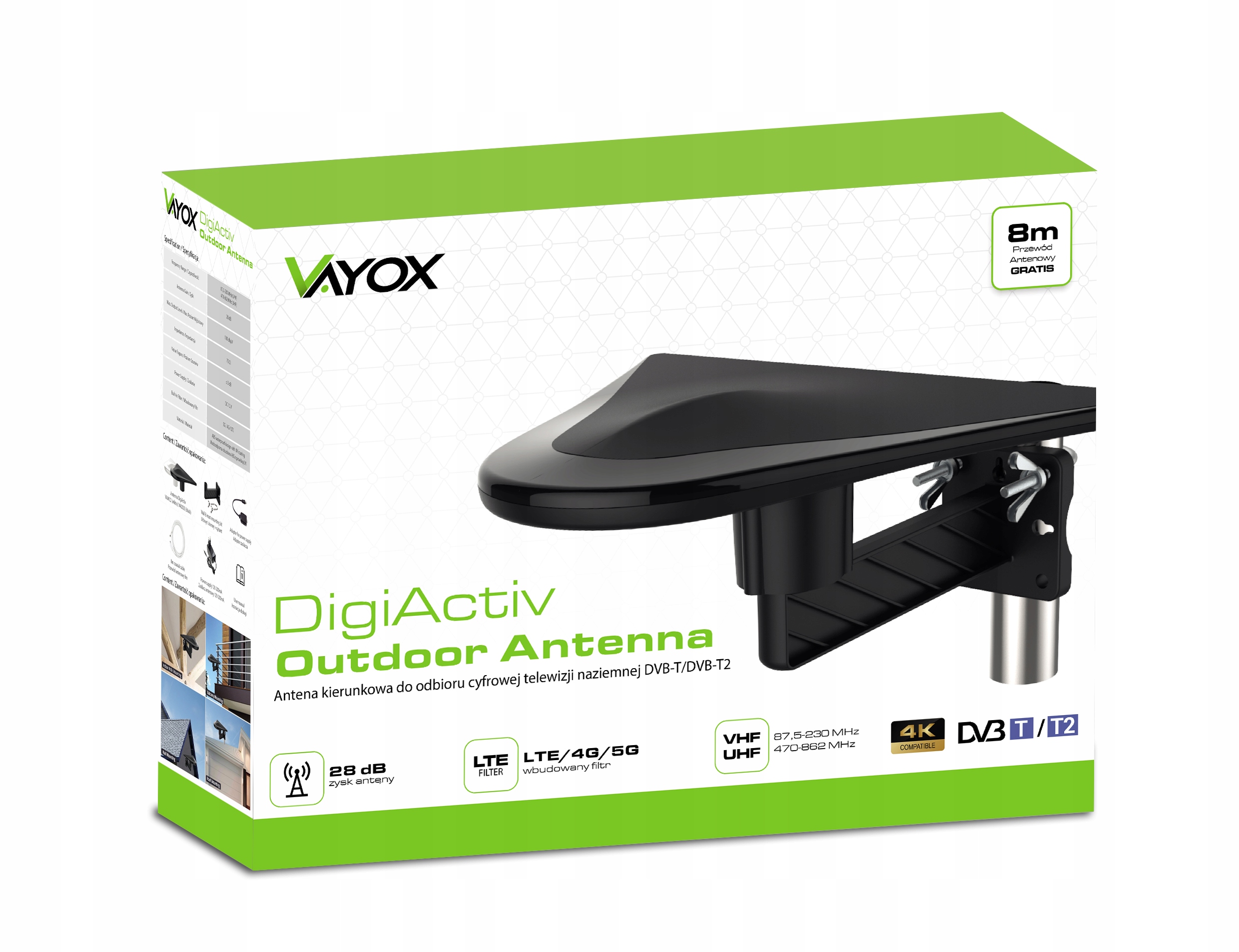 Antena zewnętrzna DigiActiv 4G LTE VHF UHF VA0023 black – Idealne rozwiązanie do odbioru telewizji