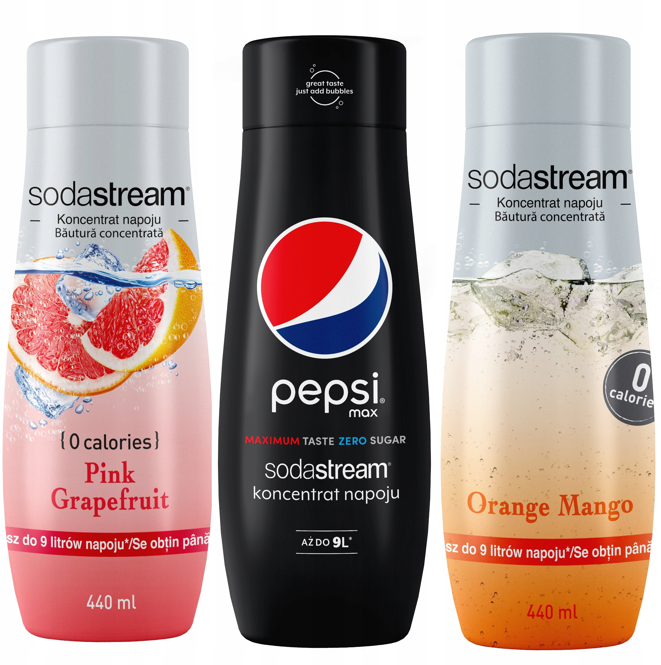 Zestaw 3 koncentratów SodaStream Pepsi MAX + Grapefruit + Orange-Mango – Twój ulubiony smak w domu
