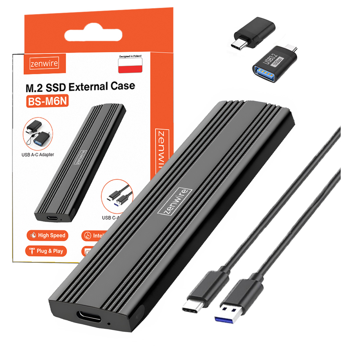 Obudowa SSD Adapter m.2 SATA NGFF USB-C Kieszeń dysk m2 2230 2242 2260 2280 – Przenośna i wydajna