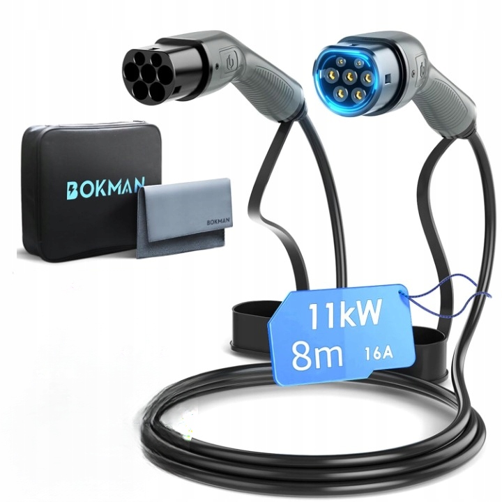 Kabel do ładowania typu 2 11 kW 16 A 3-fazowy 8 m – Szybkie i efektywne ładowanie pojazdów elektrycznych