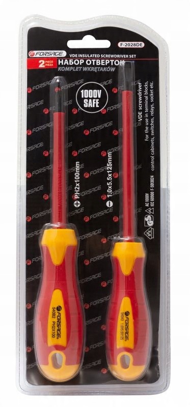 Zestaw wkrętaków śrubokrętów izolowanych Forsage F-2028DE – Bezpieczne narzędzia do pracy pod napięciem