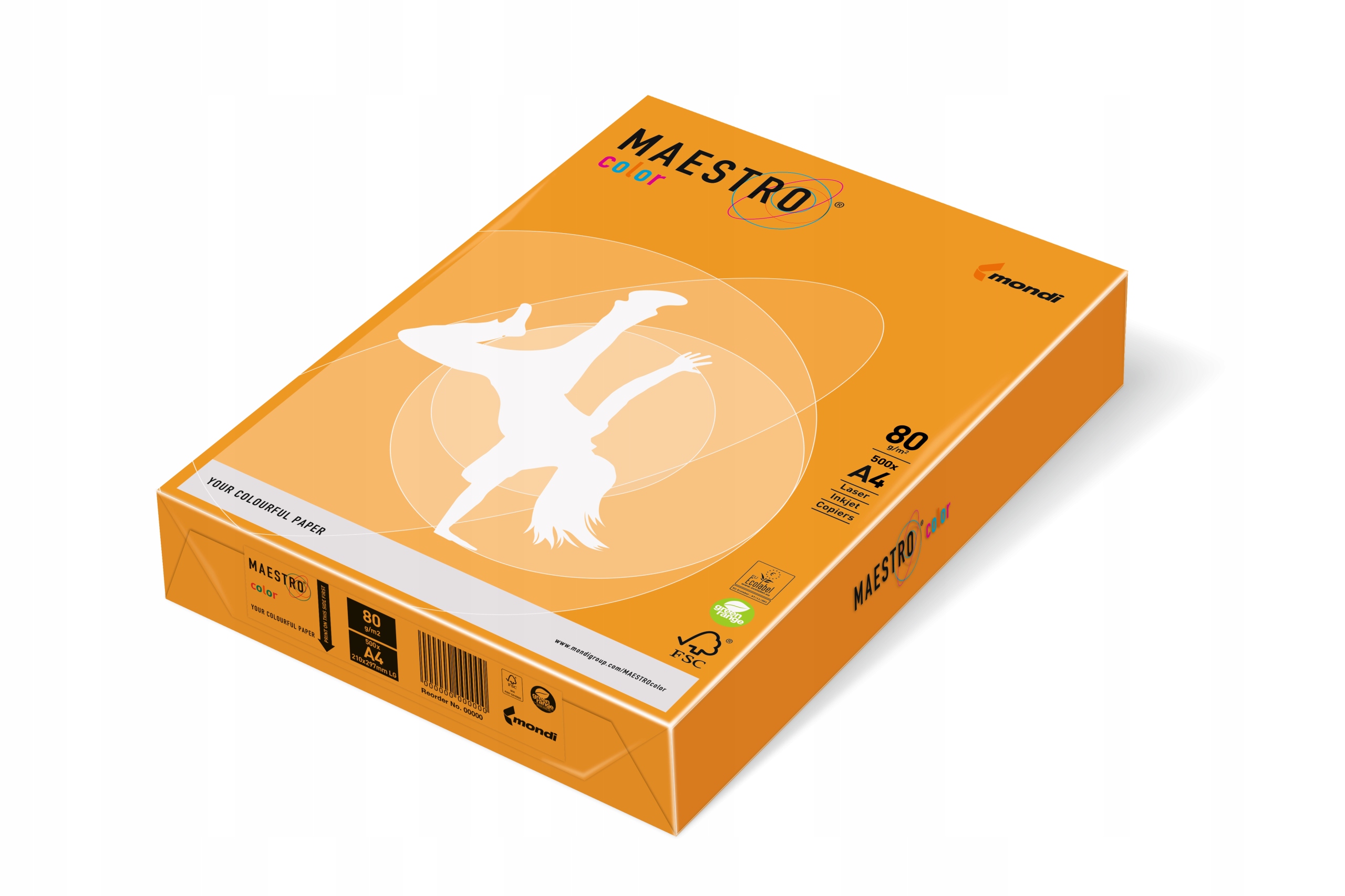 Papier Maestro Color A4/80g Intens mandarynkowy – Idealny wybór do biura i szkoły