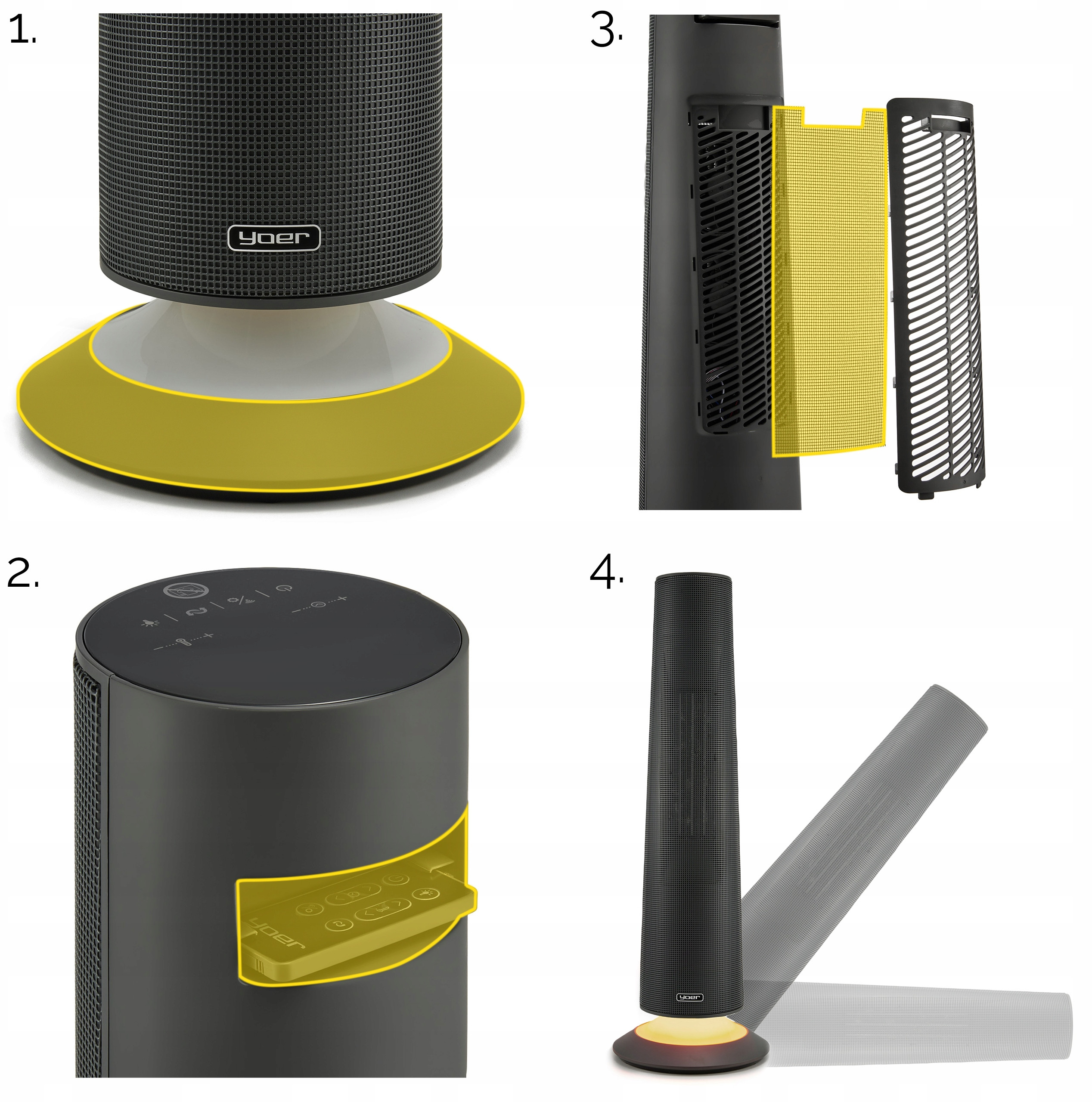 Termowentylator Yoer FARELKA Elektryczna TERMOWENTYLATOR Ceramiczny ECO Grzejnik 2500W + WI-FI + Pilot – Komfort i nowoczesność w Twoim domu