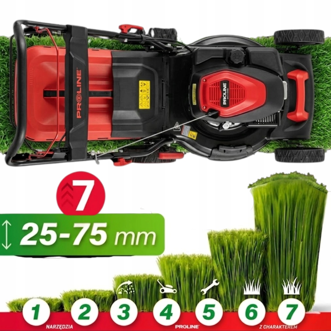 Centralna regulacja wysokości koszenia 25-75 mm – Dopasowanie do Twoich potrzeb