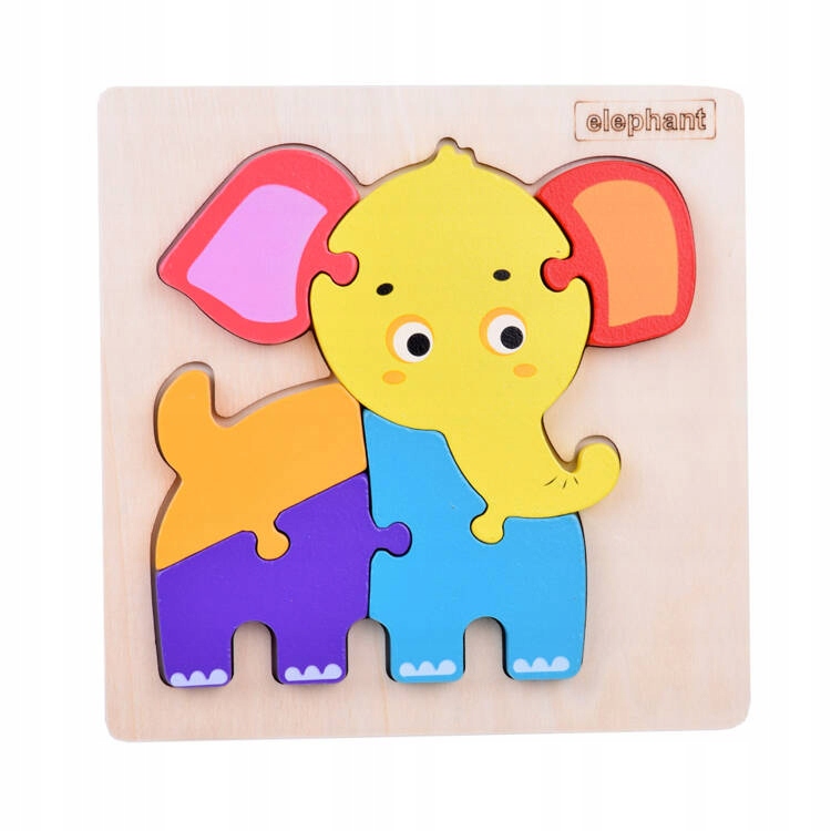 Słoń Puzzle drewniane Edukacyjna układanka dla dziecka ZA5372 – Radość i nauka w jednym