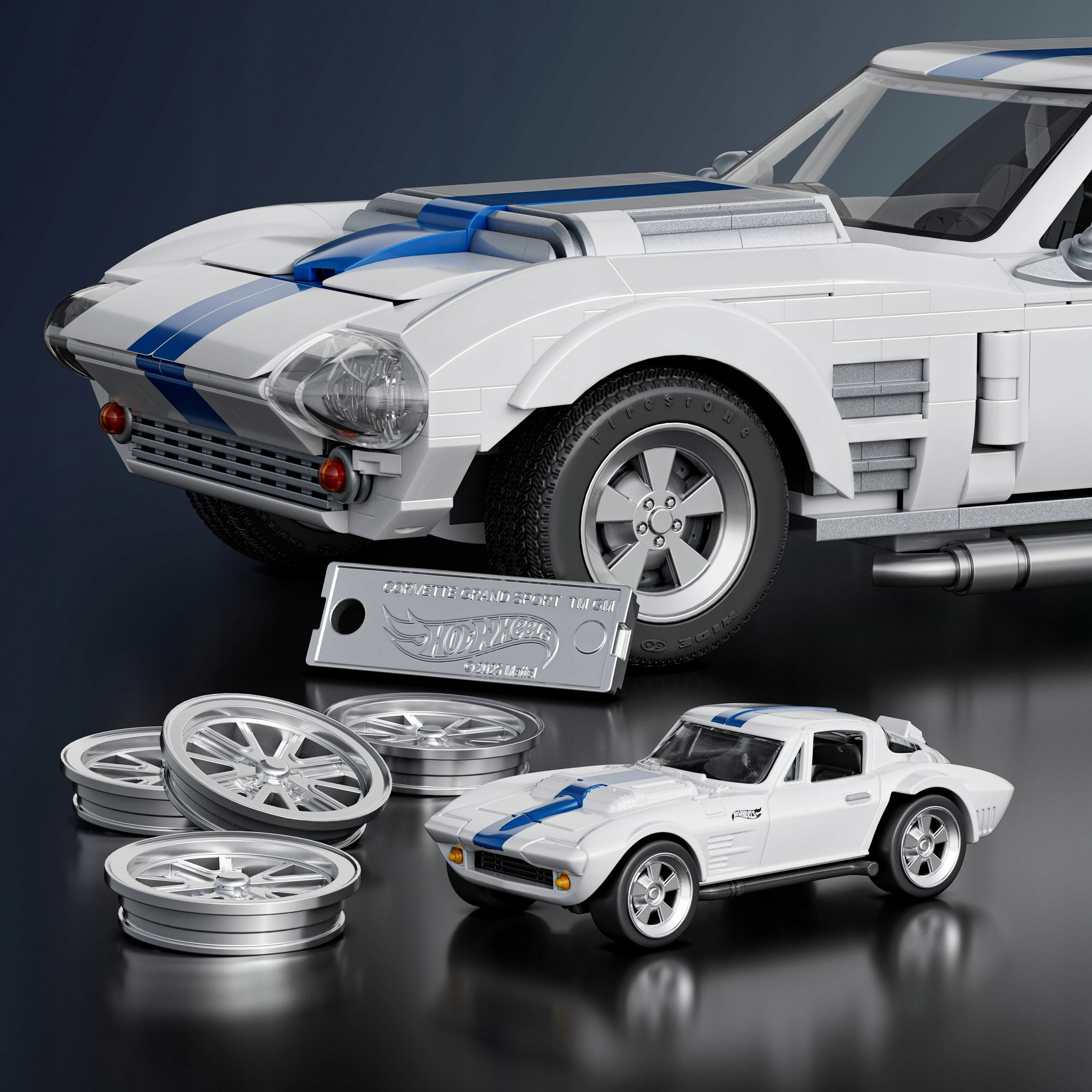 Metalowy samochodzik w skali 1:64 i tabliczka Hot Wheels