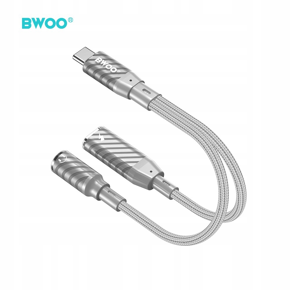 BWOO BZ67 Adapter 2w1 Lightning/USB-C - jack 3.5mm szary – Nowoczesne rozwiązanie dla Twojej technologii