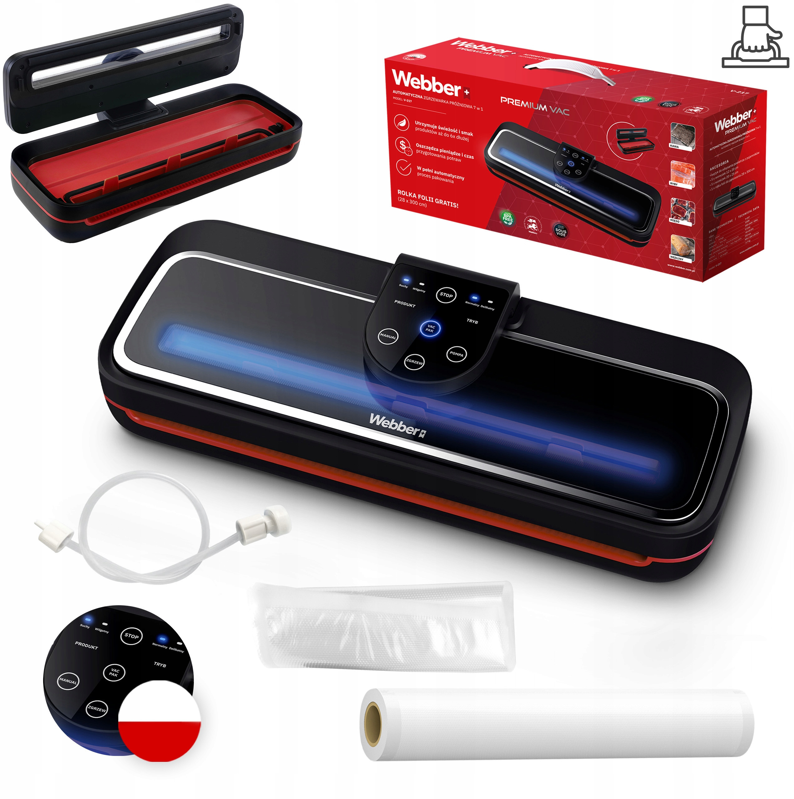 Zgrzewarka Próżniowa do Foli Pakowarka Żywności Webber V217 – Idealne rozwiązanie dla Twojej kuchni