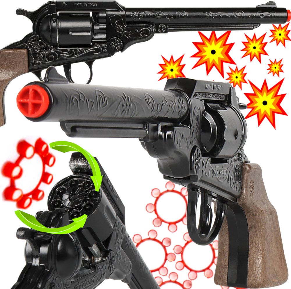 GONHER Hiszpański Metalowy Rewolwer Pistolet Na Kapiszony 8-Strzałowy TOMDORIX