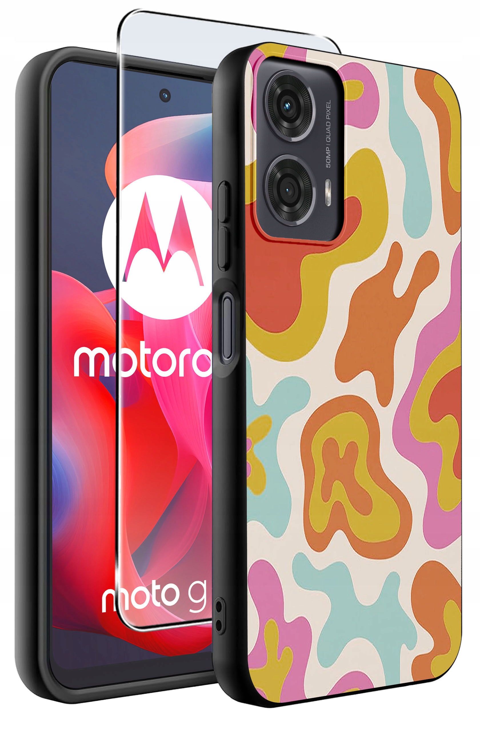 Etui do Motorola Moto G24 | G24 POWER | G04 | E14 WZORY | SILIKONOWE MATT SZKŁO HARTOWANE 9H – Ochrona i styl w jednym