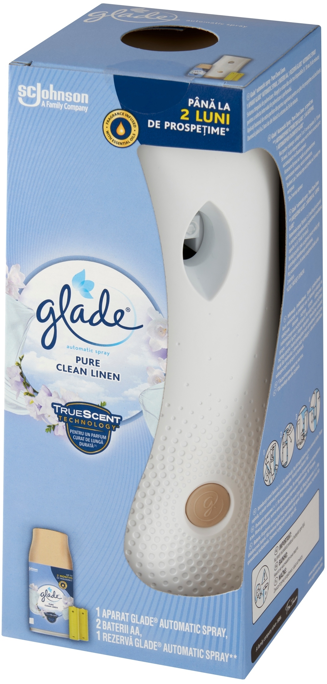 Automatyczny odświeżacz powietrza Glade Pure Clean Linen – Świeżość na wyciągnięcie ręki