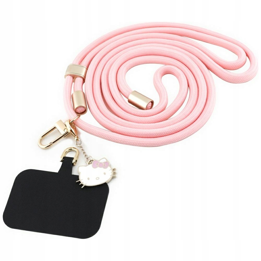 Hello Kitty Patch & Kitty Head Charm – Uniwersalna smycz do telefonu w różowym kolorze