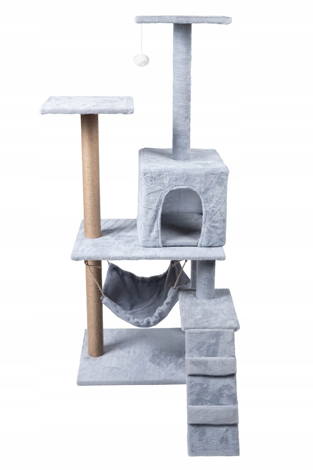 Drapak dla kota legowisko wieża domek schodki 4 poziomy szary – Idealne miejsce dla Twojego pupila
