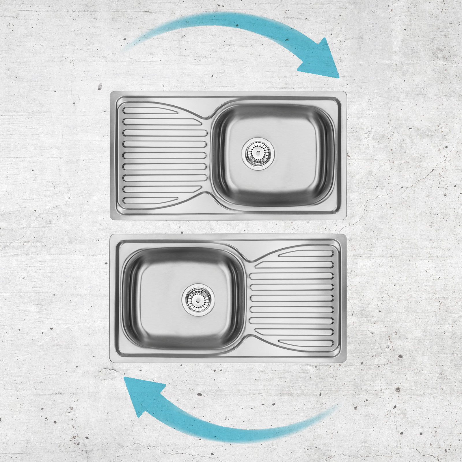 Zlewozmywak stalowy odwracalny - zamontuj z komorą po lewej lub po prawej stronie