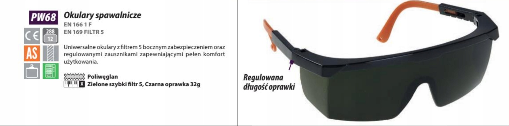 Uniwersalne okulary z filtrem 5 i regulowanymi zausznikami