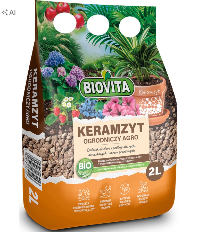 Keramzyt ogrodniczy Biovita 8-16 mm 2L – Idealny wybór dla Twojego ogrodu