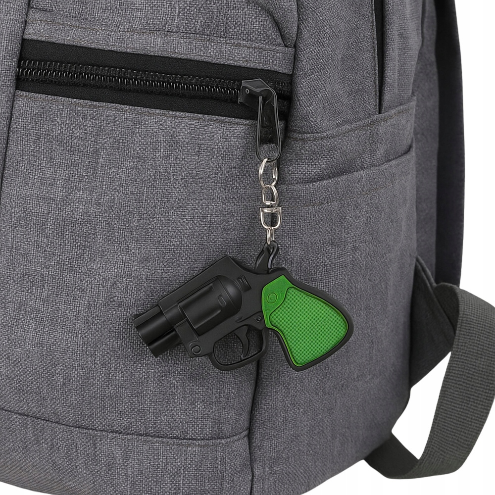 Mini Pistolet Rewolwer Brelok Gadżet Światło LED Laser 6,5 cm – Unikalny dodatek do kluczy