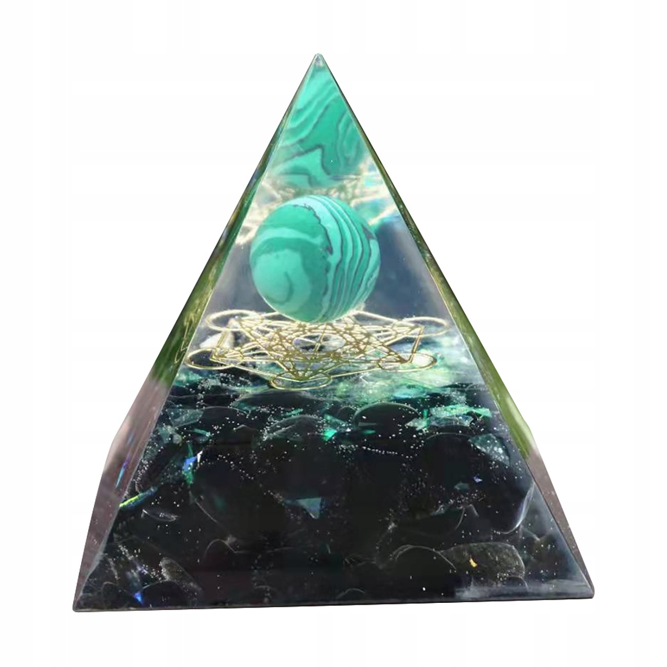 Piramida ORGONIT + LED Lampka PODSTAWA 5cm KRYSZTAŁ KAMIENIE AMULET 5cm HX16 – Magia w Twoim wnętrzu