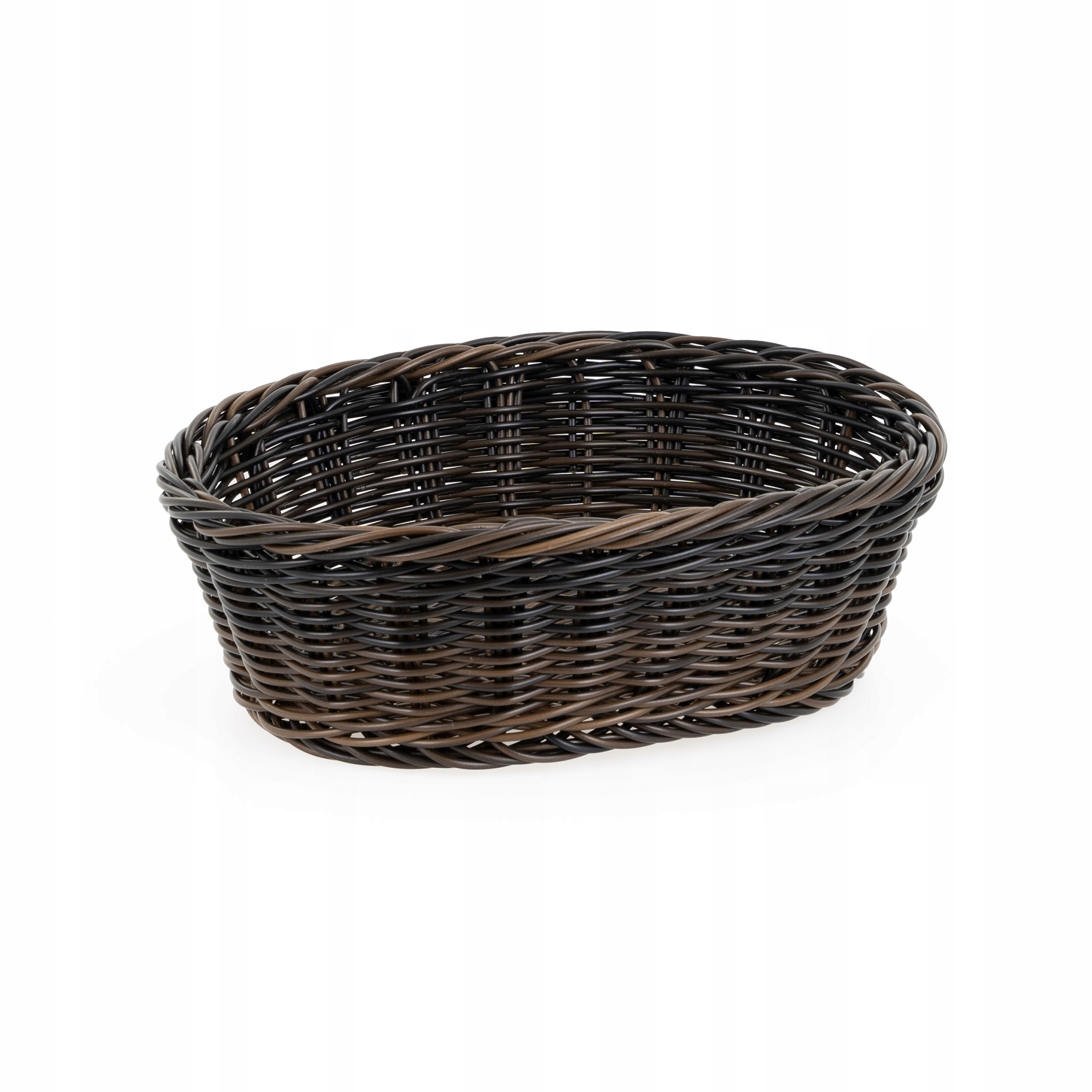 Koszyk owalny z polirattanu 250x190x80 mm, czarnobrązowy | TECHNICA, Gold Line – Elegancja i funkcjonalność w Twojej kuchni