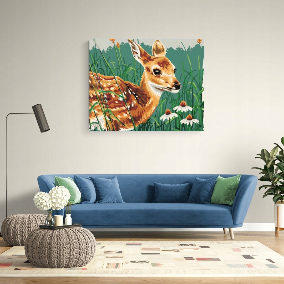 Malowanie po numerach - Sarna w trawie 40x50cm – Kreatywna zabawa dla każdego