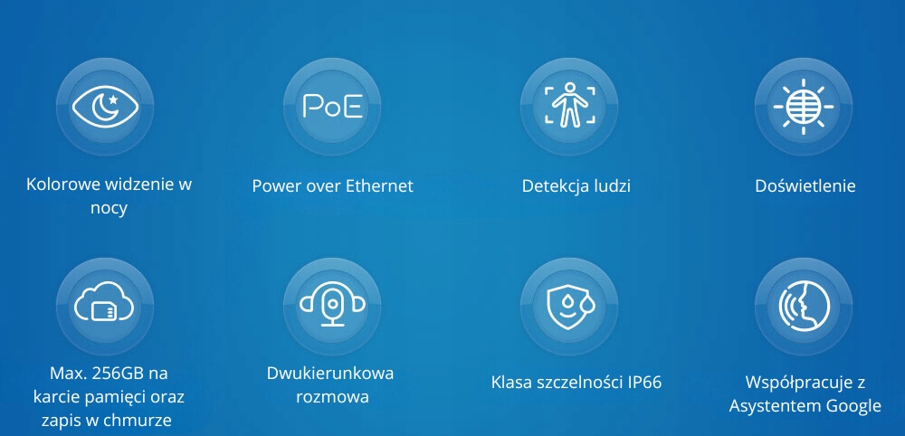 Zewnętrzna kamera bezpieczeństwa z czujnikiem światła gwiazd