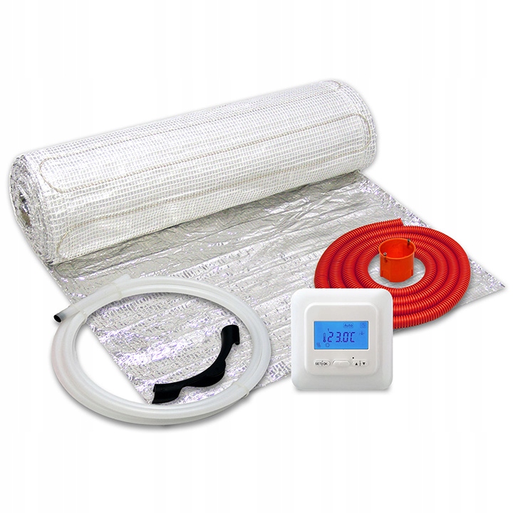 Zestaw mata grzejna jednostronnie zasilana WT 2010 AL, 150 W/m², 6,0 m², regulator TVT 04 ED – Komfortowe ogrzewanie podłogowe