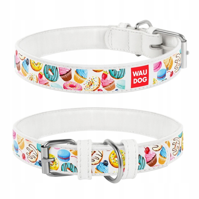 WAU DOG OBROŻA SKÓRA Z ADRESÓWKĄ QR L 25mm/38-49cm BIAŁA W PĄCZKI – Stylowa i funkcjonalna obroża dla psa