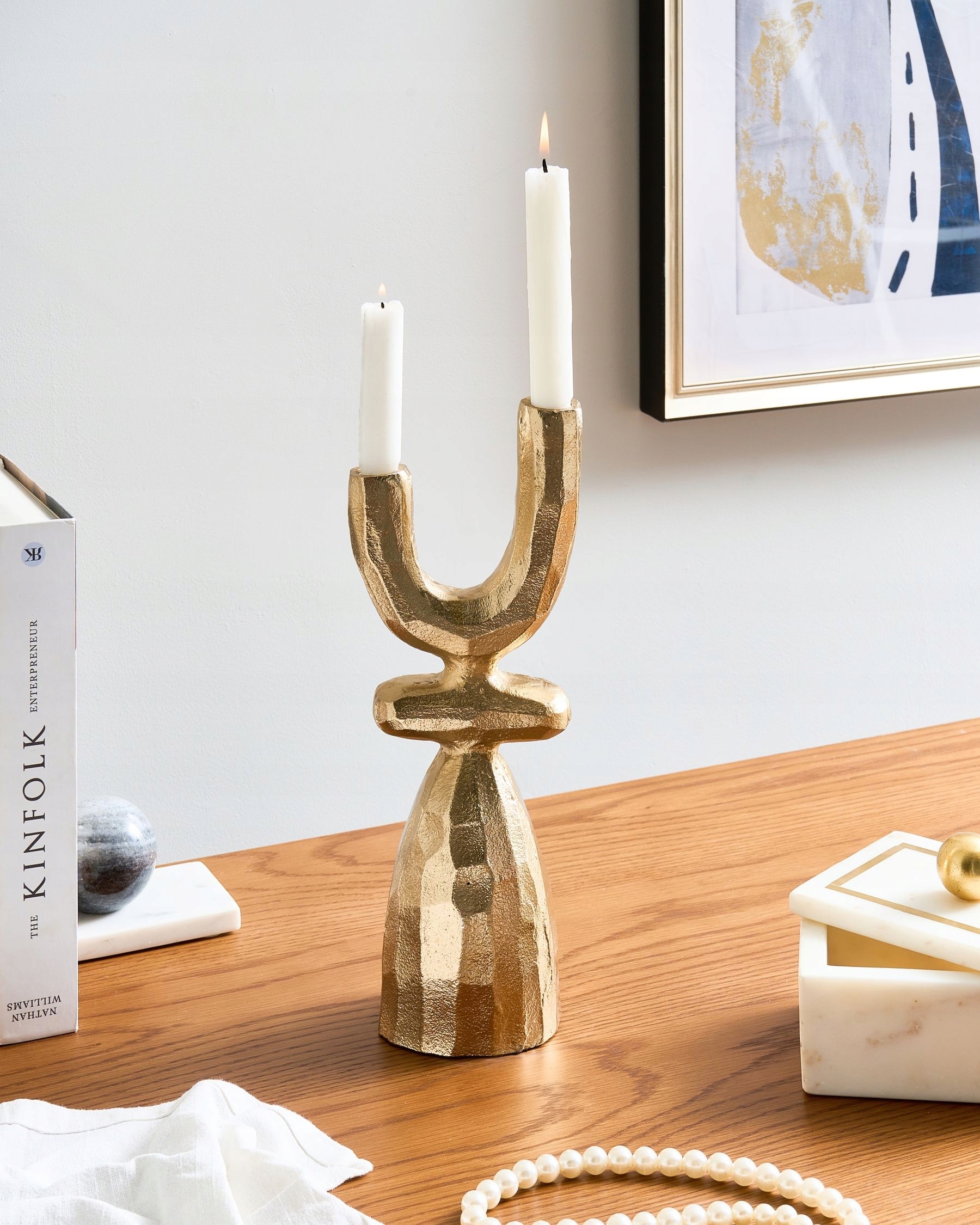 Świecznik KRADENIK Metal 33 cm Złoty – Elegancja w Twoim wnętrzu