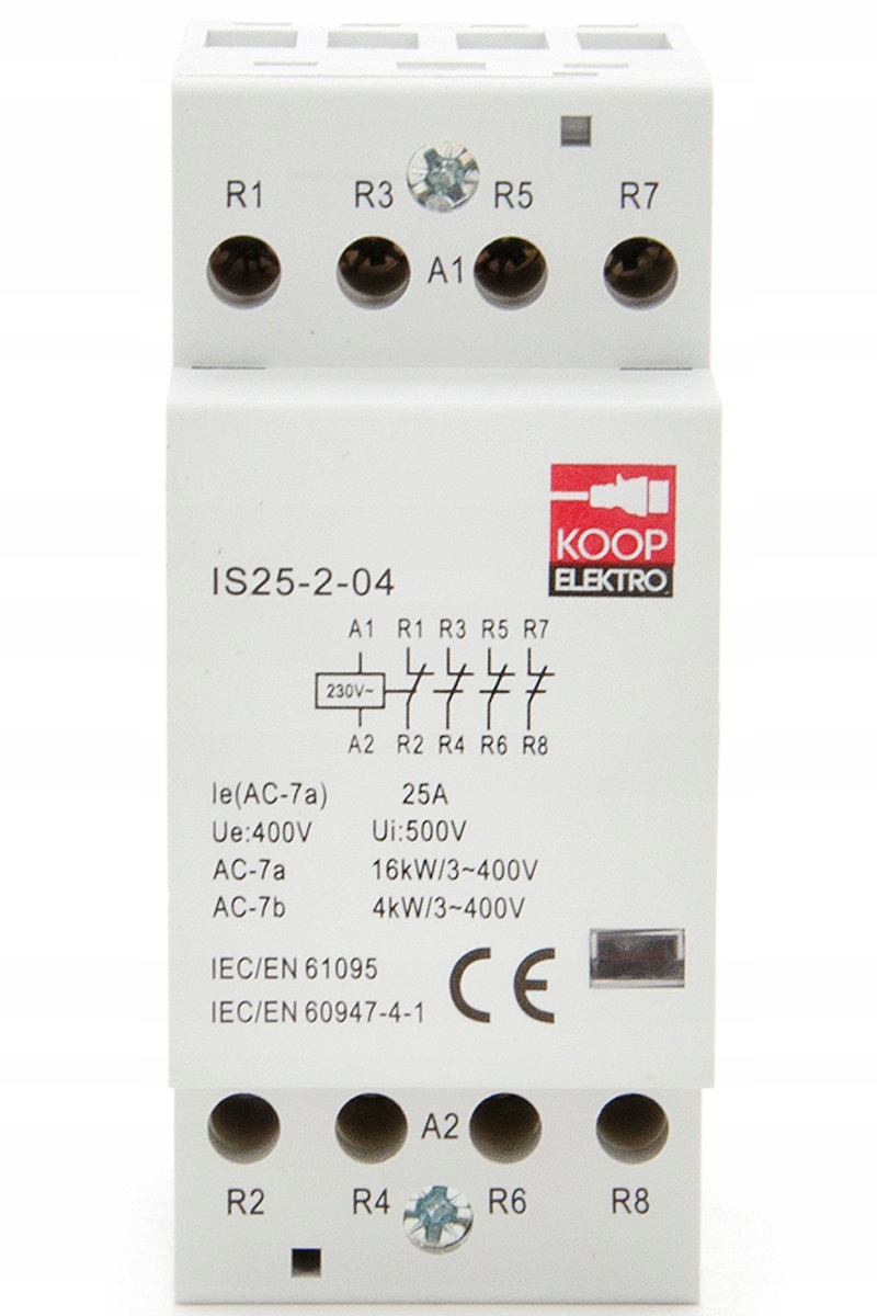 Stycznik modułowy 25-04 25A 4NC 230V 2P 3-FAZ – Niezawodne rozwiązanie dla Twojej instalacji