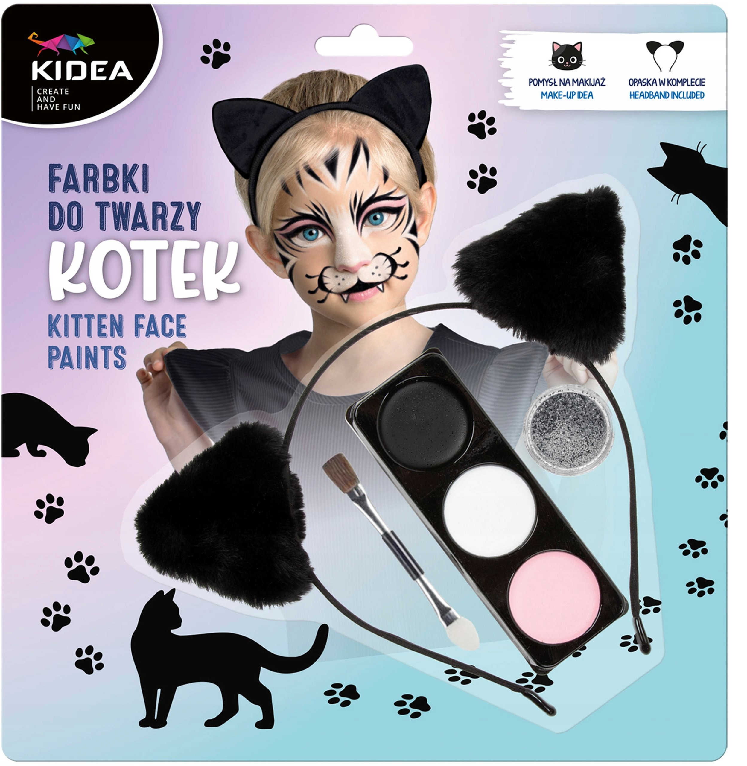 Derform FARBY DO TWARZY 3KOL AKC KOTEK KIDEA B/C – Kolorowy zestaw do zabawy