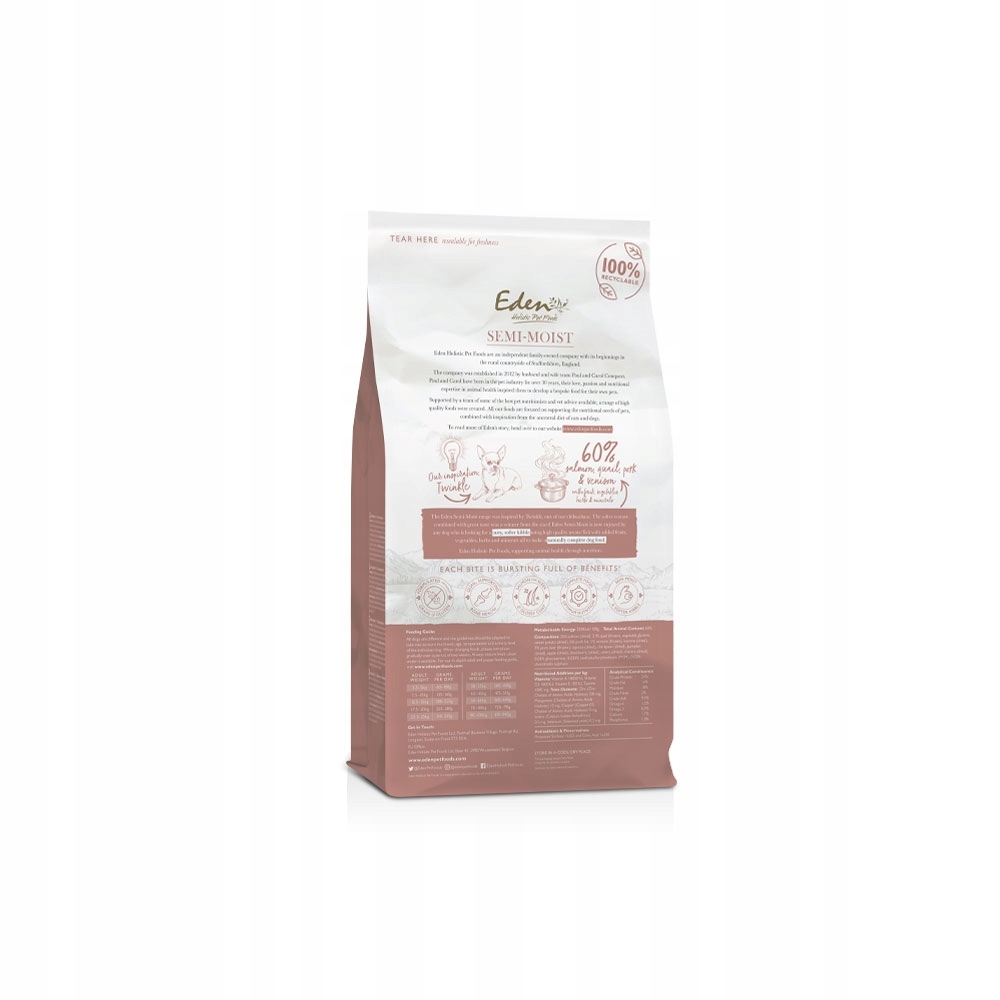 Wysoka zawartość białka – 60% łososia, przepiórki i dziczyzny