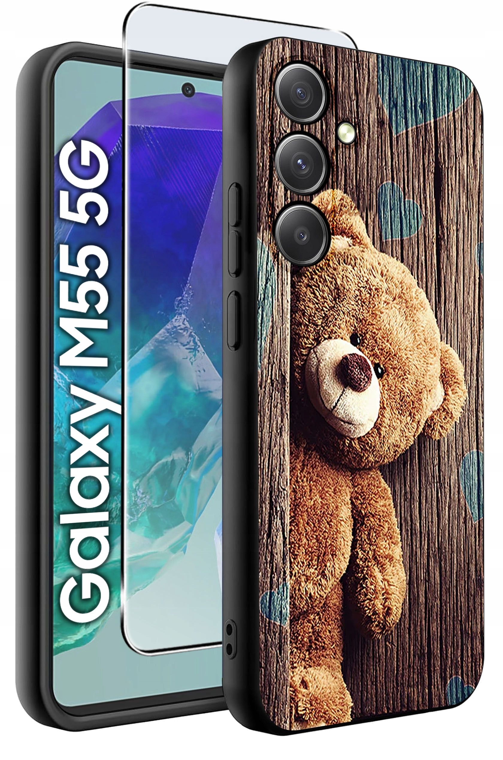 Etui do Samsung Galaxy M55 5G WZORY | Silikonowe Matt Case z Szkłem Hartowanym 9H