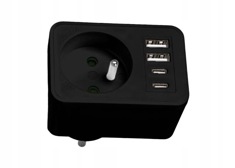 Wszechstronność 5w1 – Gniazdo okrągłe z uziemieniem i porty USB