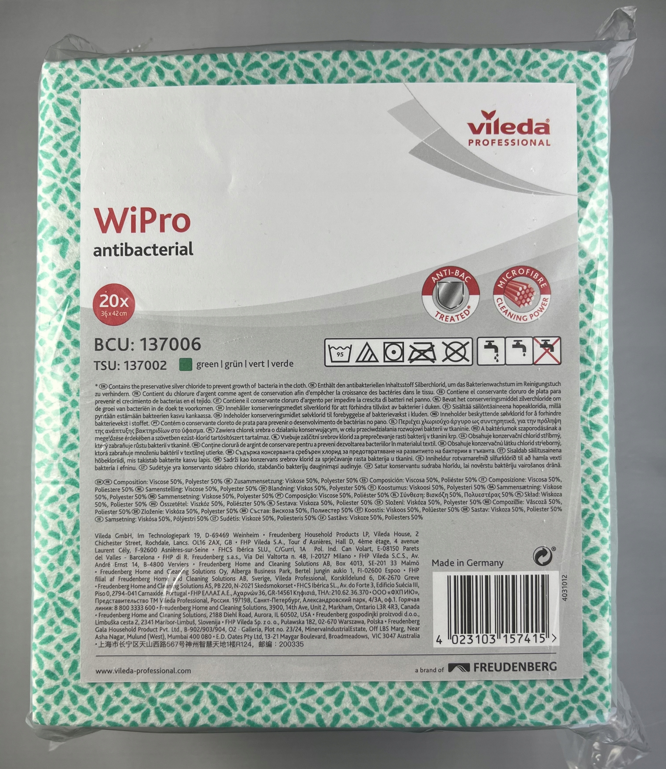 Vileda Ścierka WiPro Antybakteryjna Zielona 137002 – Skuteczne czyszczenie z higieną