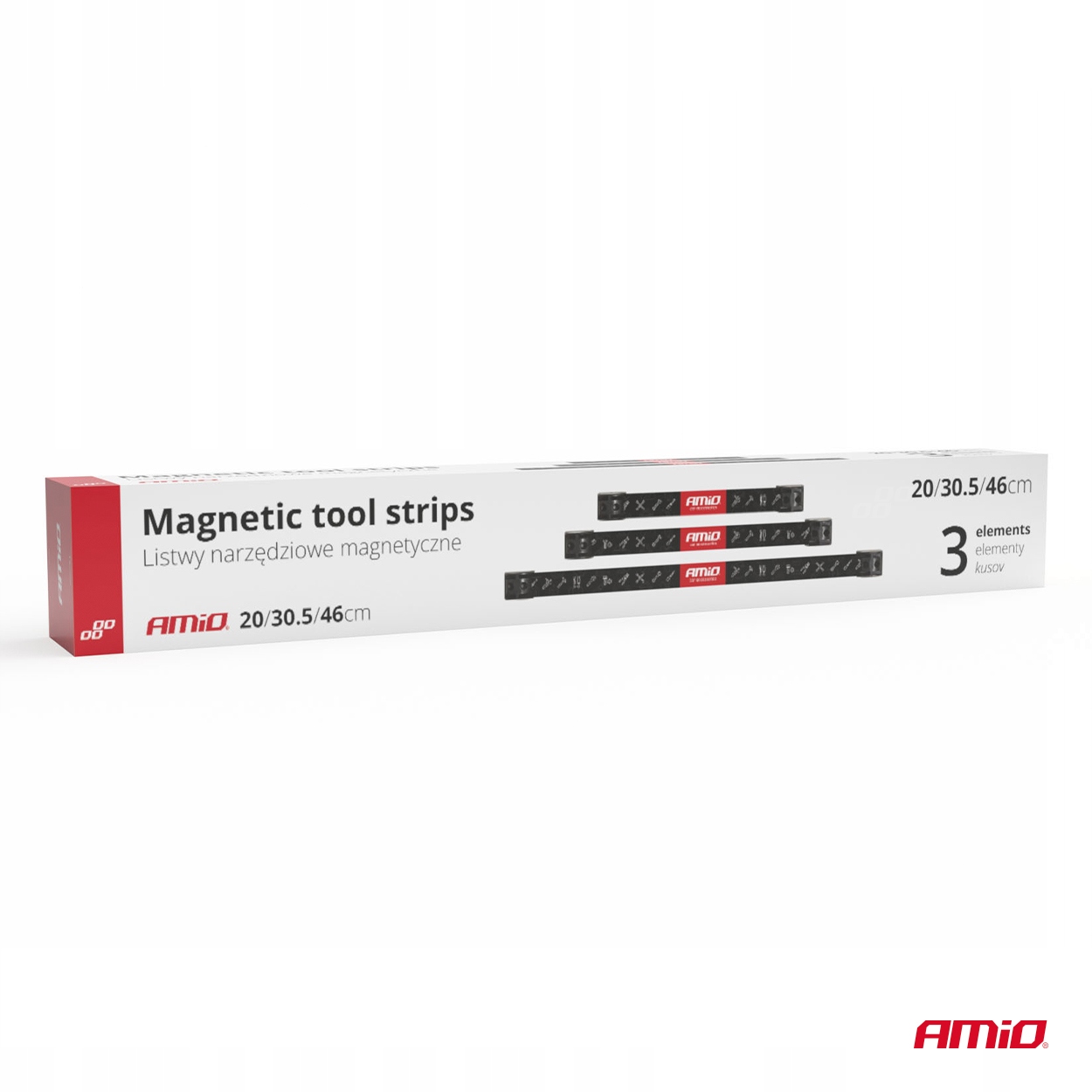 Uchwyty listwy magnetyczne na narzędzia 1x20cm 1x30,5cm 1x46cm zestaw AMIO-04263 – Idealne rozwiązanie do organizacji przestrzeni