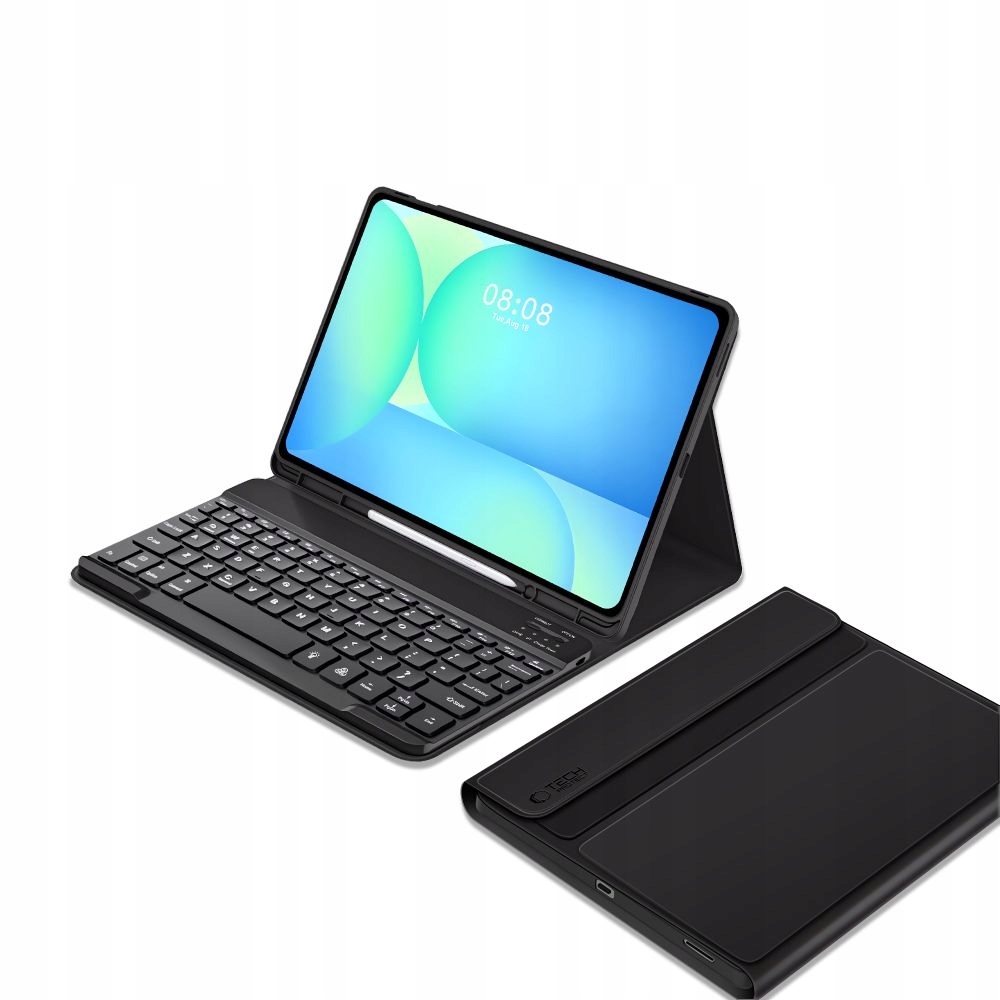 Zestaw zawiera etui, klawiaturę i kabel USB
