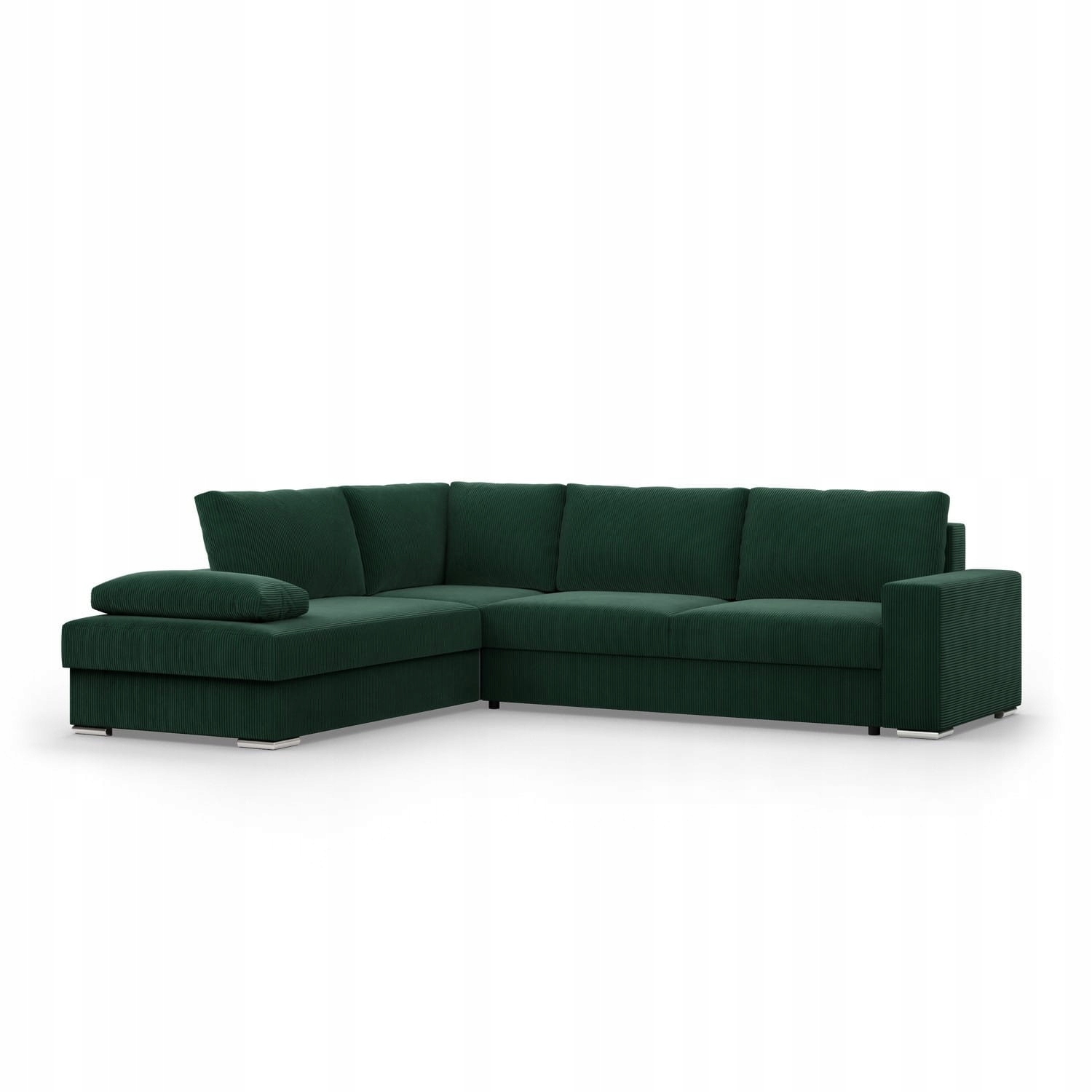 Duży narożnik Momento – Komfort i styl w butelkowej zieleni