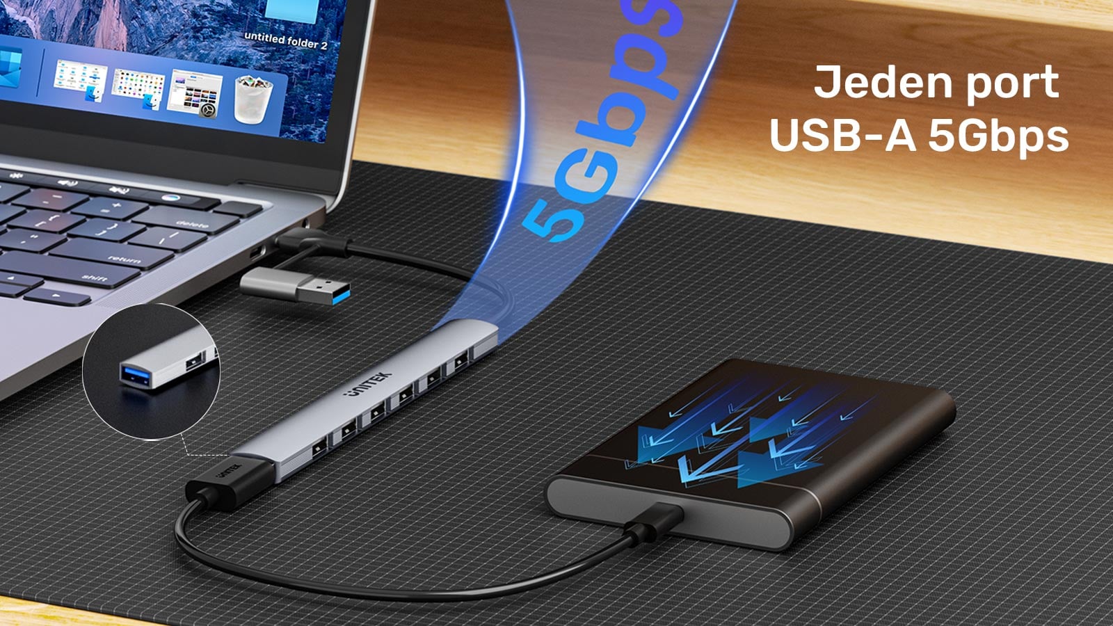 Hub uniktek prędkości do 5Gbps