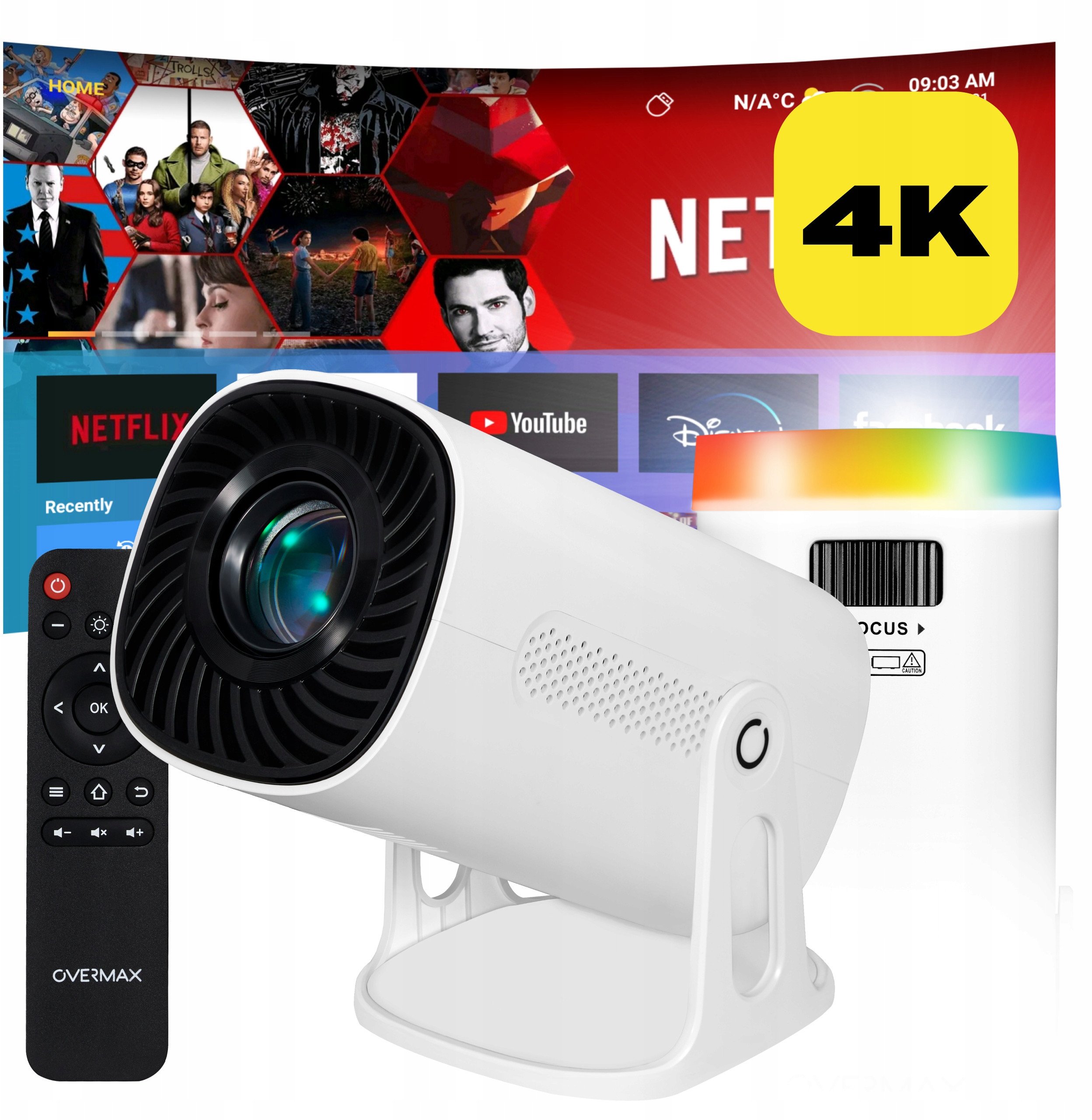 Projektor Overmax LED Multipic Veer 4K – Twoje okno na świat rozrywki