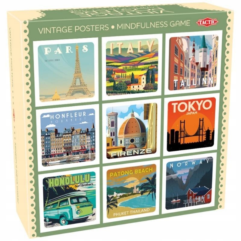 Gra memory Vintage Posters Mindfulness Game – Rozwijaj umiejętności i baw się z przyjaciółmi